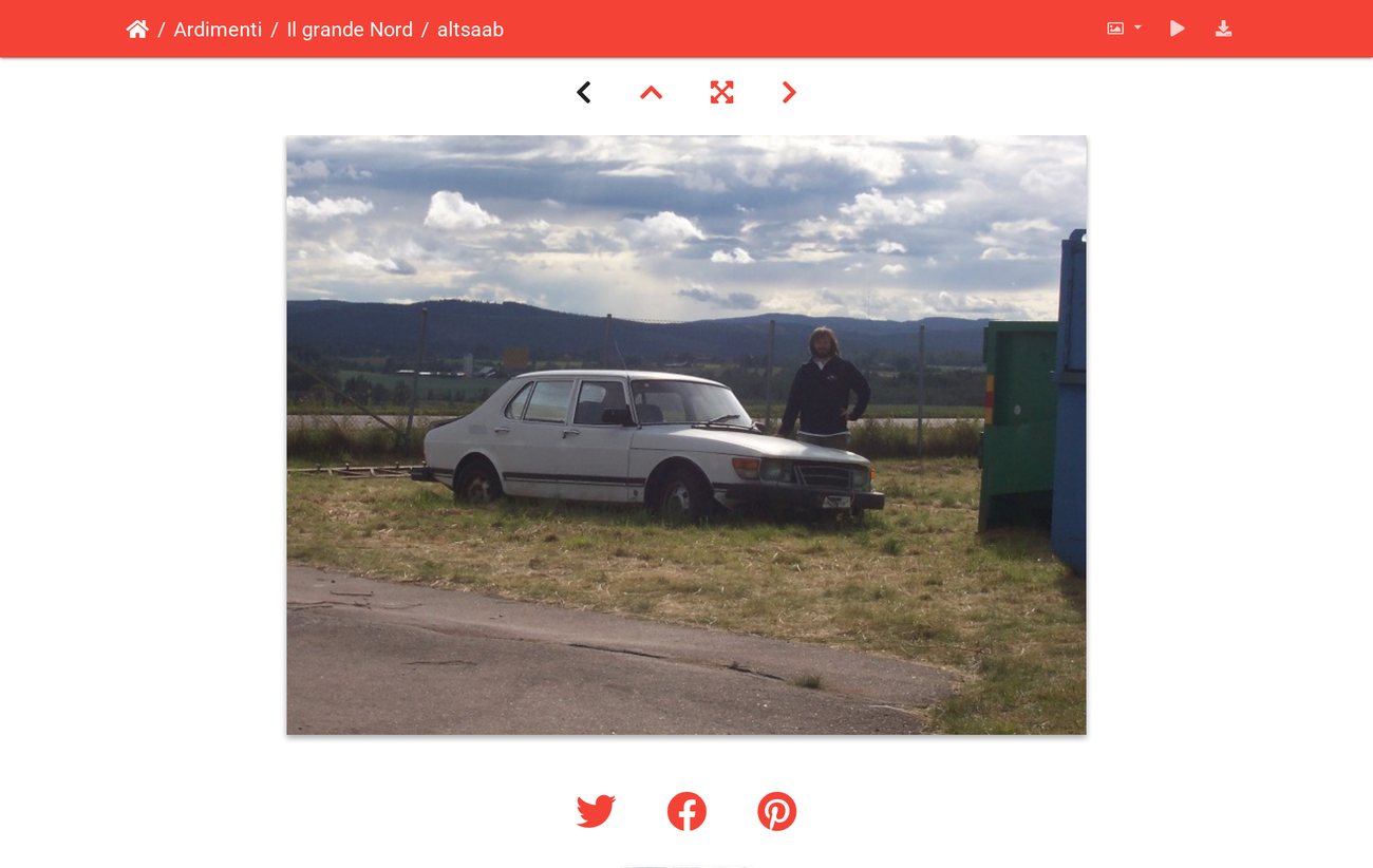 Una foto aperta a tutta pagina con la barra dei comandi in alto